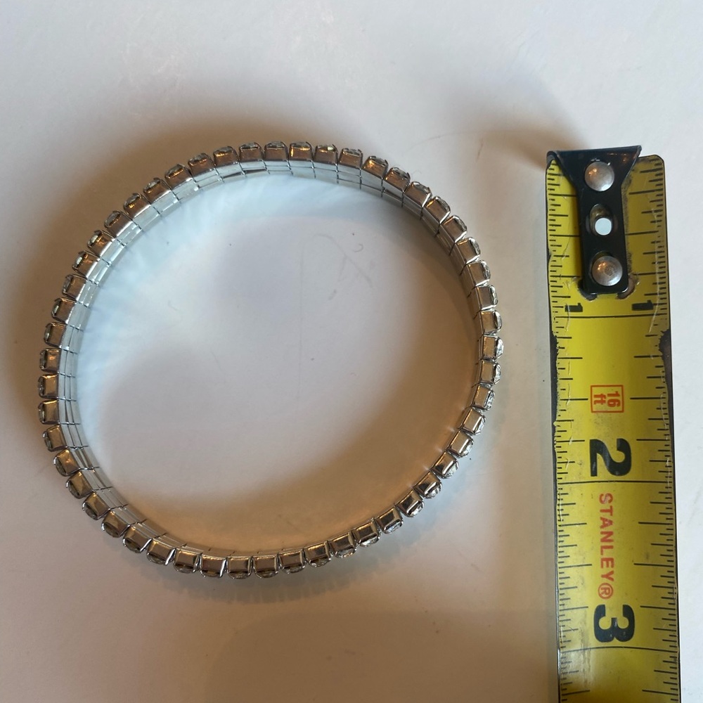 Triple Layered Diamond Rhinestone Stretch Bracelet - Picture 4 of 4